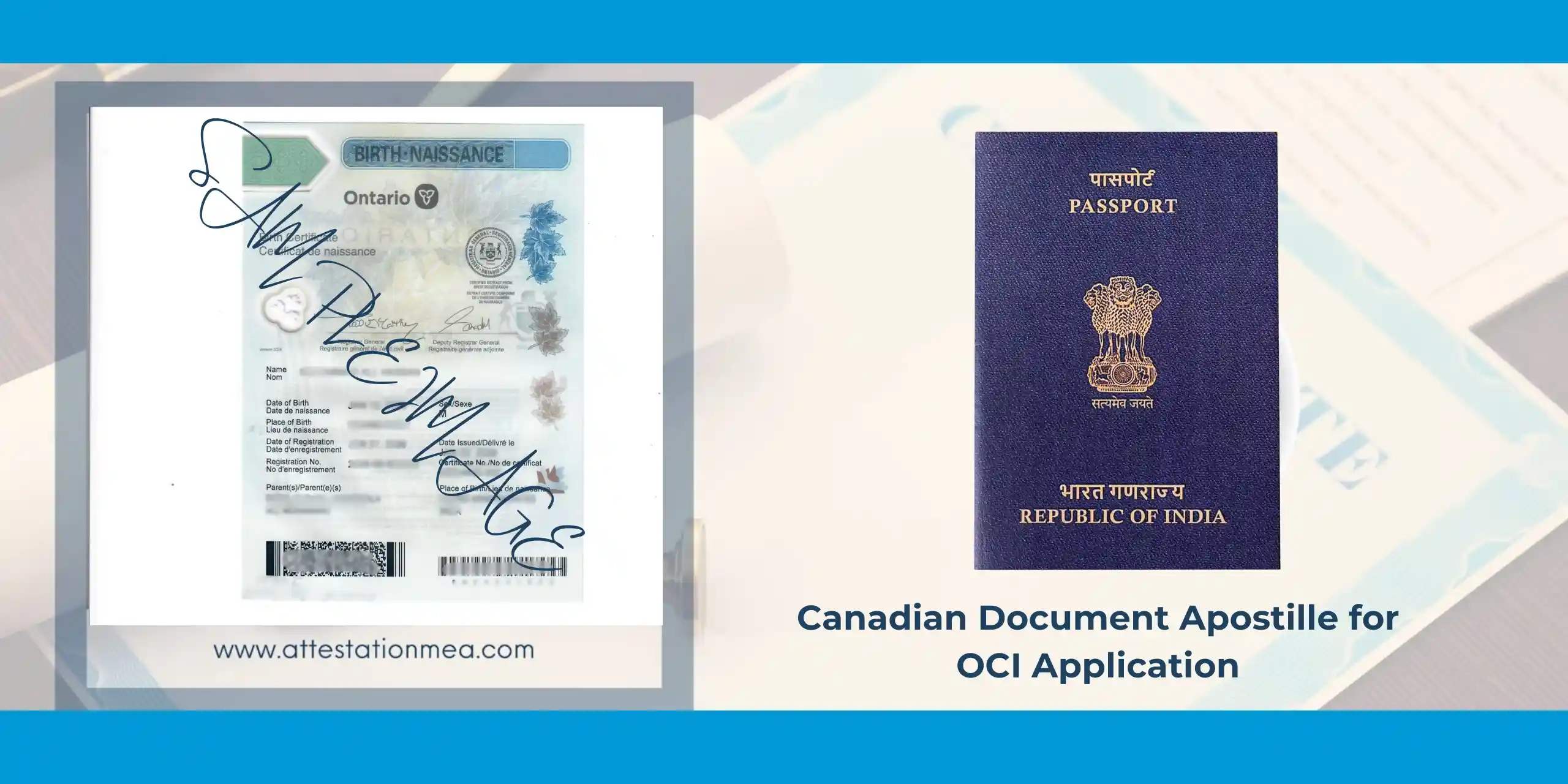 Canadian birth certificate apostille for OCI application completed by GloboPrime